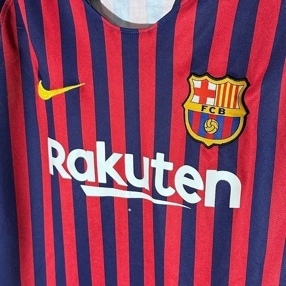 NIKE Euro Futbol Soccer Barcelona Red Blue Short Sleeve Shirt Football Jersey - Picture 3 of 8